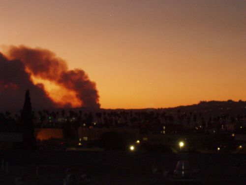 Smoke column on horizon